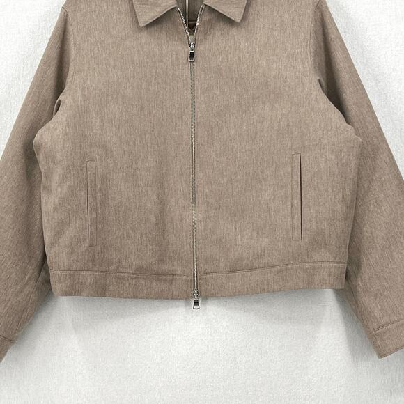 ENZA COSTA Wool Suiting Bomber Jacket Womens Small Tan Zip Collared Padded NEW - Picture 6 of 14